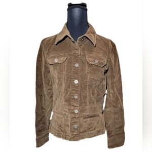 Rafaella Brown Corduroy Collared Button Down Women's Jacket